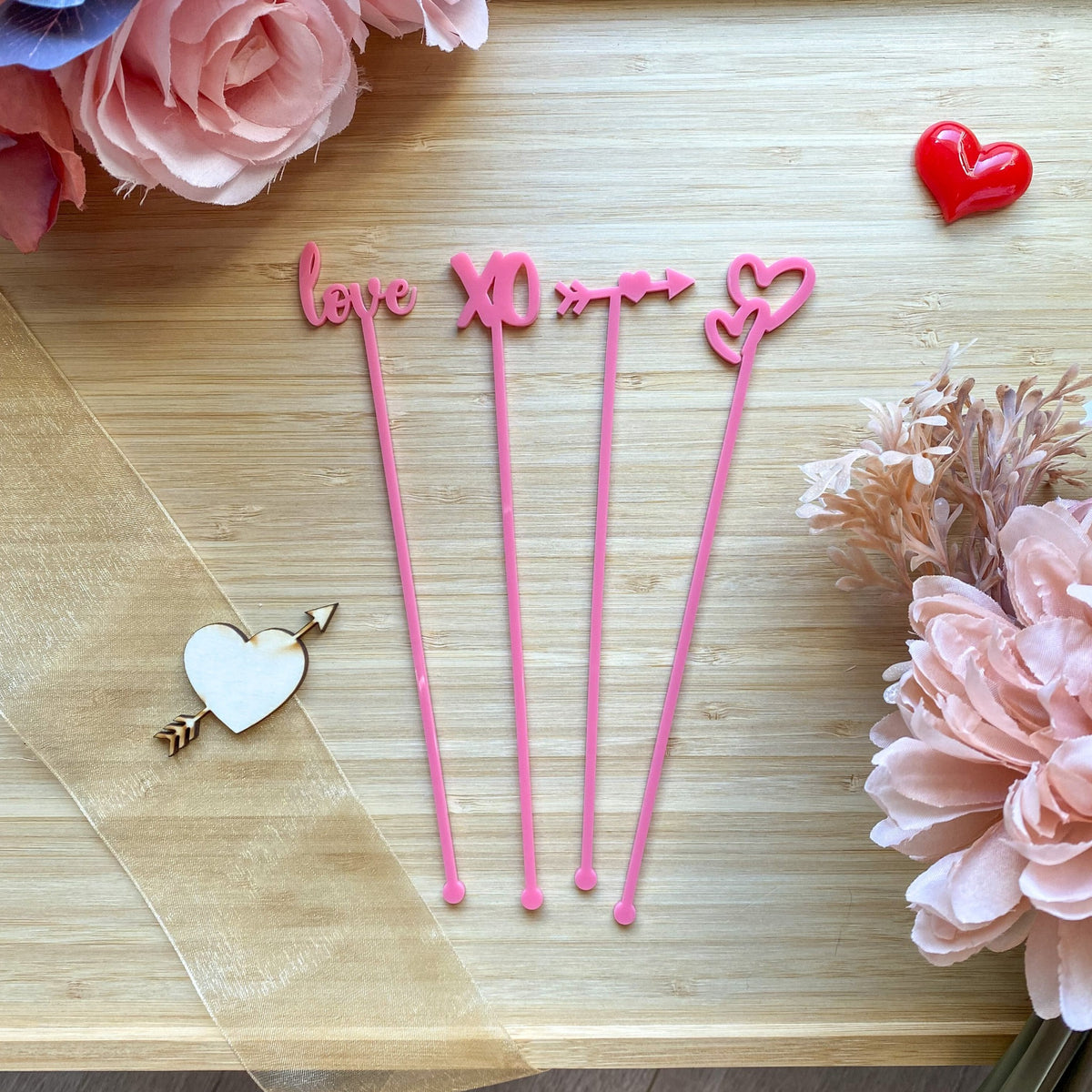 Rose Gold Heart Swizzle Sticks - DIY