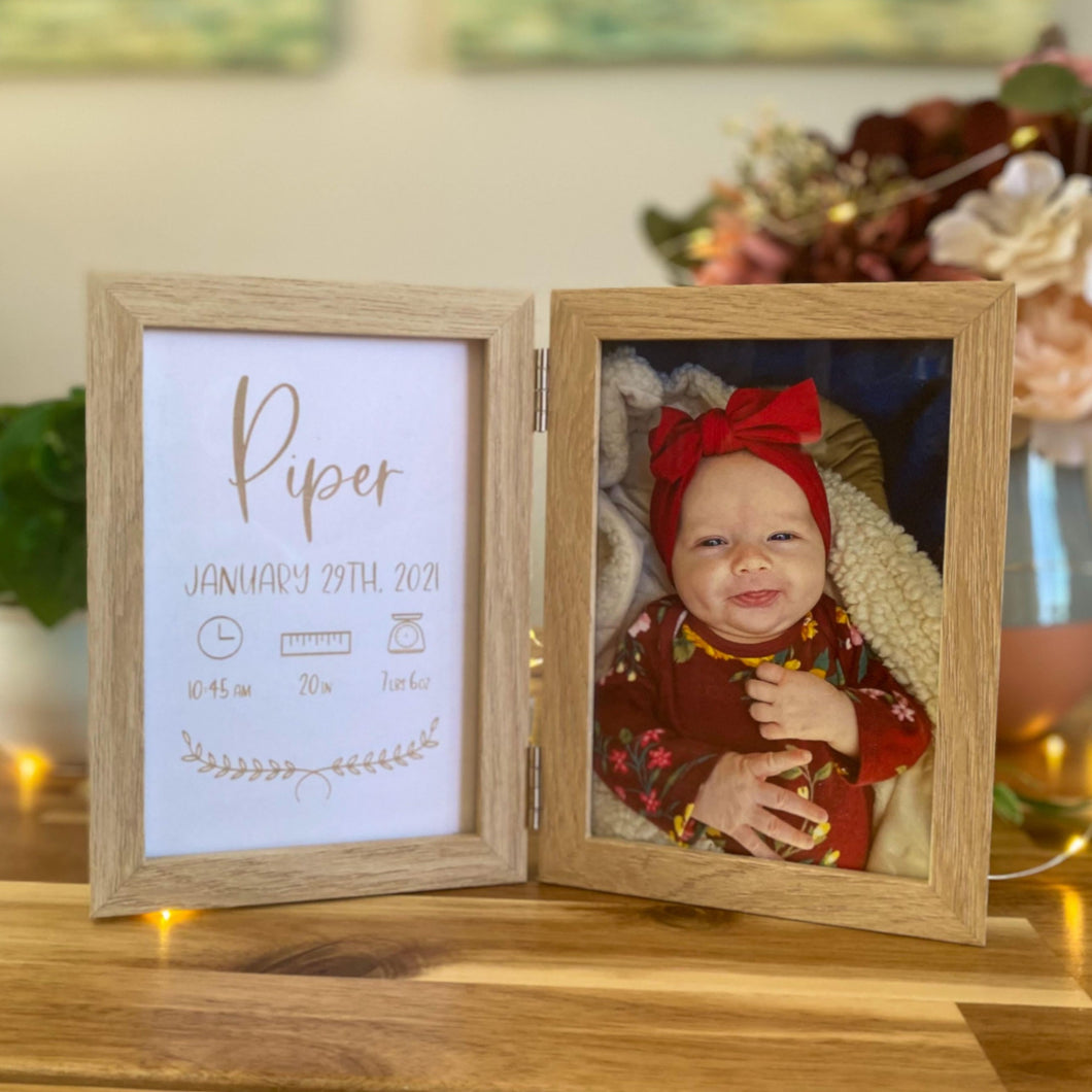 Birth Announcement | Double-Hinged Picture Frame