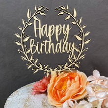 Load image into Gallery viewer, Birthday Cake Topper | Floral Wreath Cake Topper | Happy Birthday Cake Topper
