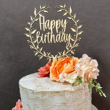 Load image into Gallery viewer, Birthday Cake Topper | Floral Wreath Cake Topper | Happy Birthday Cake Topper
